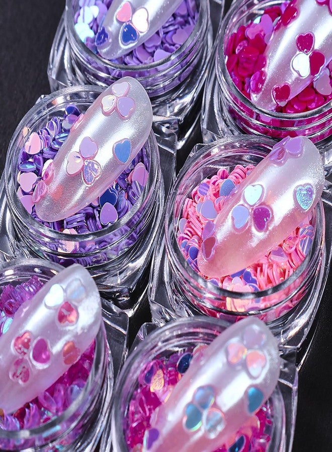 CJDLTS Love Heart Nail Glitter Sequins Valentine's Colorful Heart Glitter Manicure Nail Accessories 3D Nails Supplies Jewelry Studs Nail Art Glitter Flakes, Nail Decoration for Women Featival - Image 2